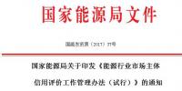 國家能源局印發(fā)《能源行業(yè)市場主體信用評價工作管理辦法(試行)》