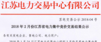 江蘇電力交易中心發(fā)布《2018年2月份江蘇省電力集中競(jìng)價(jià)交易結(jié)果》