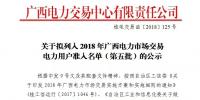 2018年廣西電力市場交易電力用戶準入公示名單(第五批)