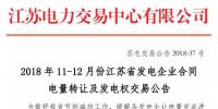 江蘇2018年11-12月發(fā)電企業(yè)合同電量轉(zhuǎn)讓及發(fā)電權(quán)交易:售方獲得的40%基數(shù)獎(jiǎng)勵(lì)電量不隨交易轉(zhuǎn)讓