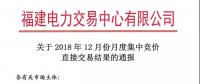 福建關于2018年12月份月度集中競價直接交易結(jié)果的通報