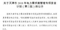 1917萬元！天津公示2018年電力需求側(cè)管理專項資金計劃（第二批）