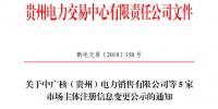 關(guān)于中廣核(貴州)電力銷售有限公司等5家市場主體注冊信息變更公示的通知