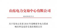 山東2018年迎峰度冬電力需求響應(yīng)單邊競價交易:統(tǒng)一出清價30元/千瓦