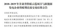 甘肅發(fā)布了《2018-2019年度甘肅省供暖示范項(xiàng)目與新能源發(fā)電企業(yè)供暖期直接交易結(jié)果公告》
