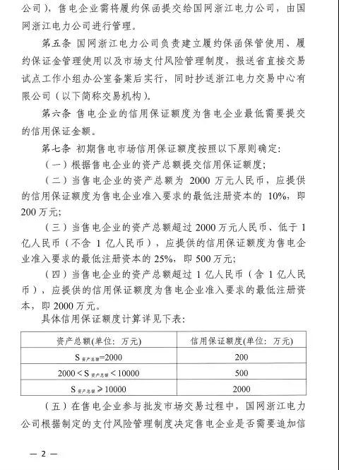 新規(guī)！浙江擬按售電企業(yè)資產(chǎn)總額繳納保函 最高2000萬